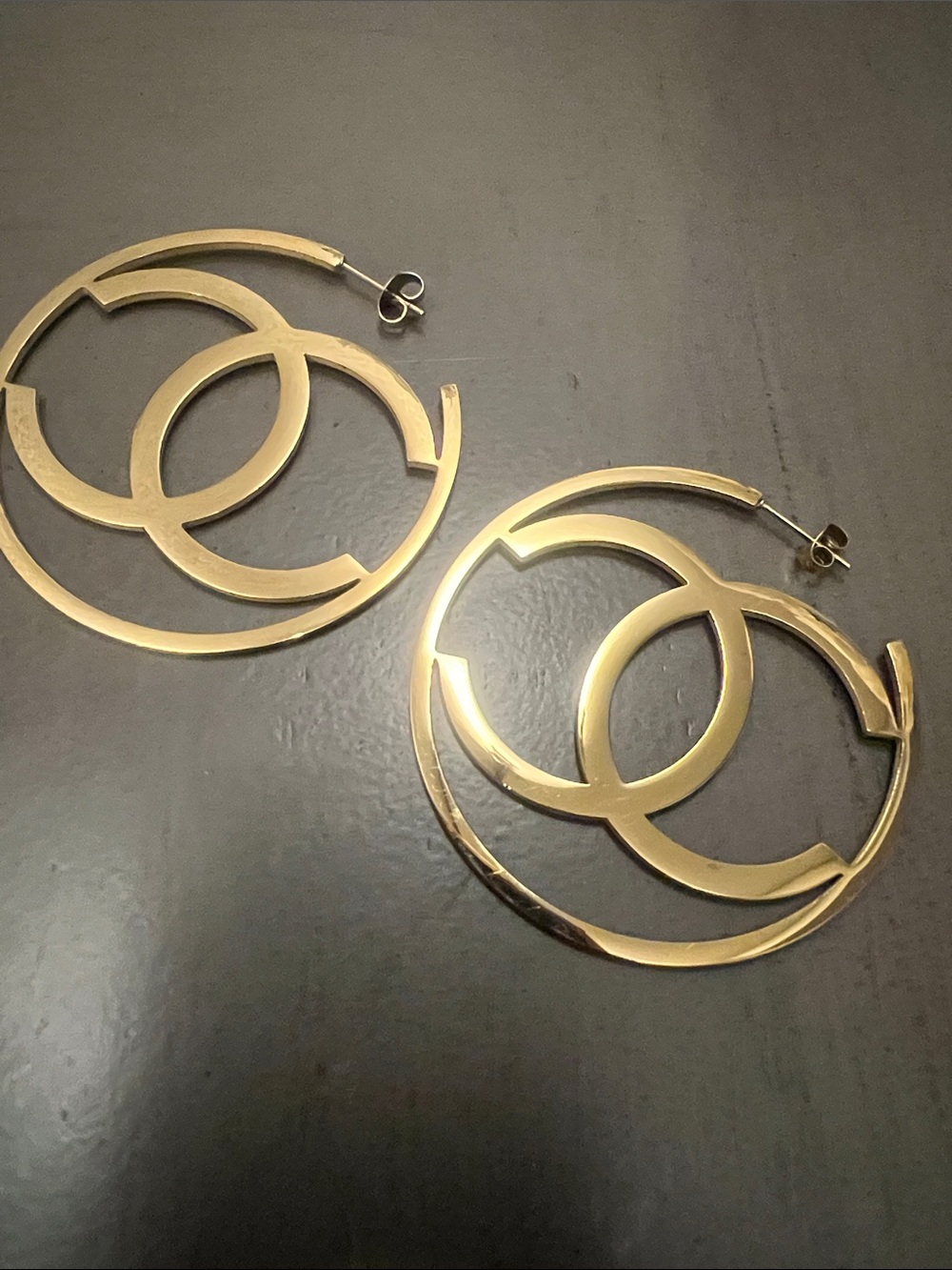 Fashion Gold Double-Circle Hoop Earrings BN